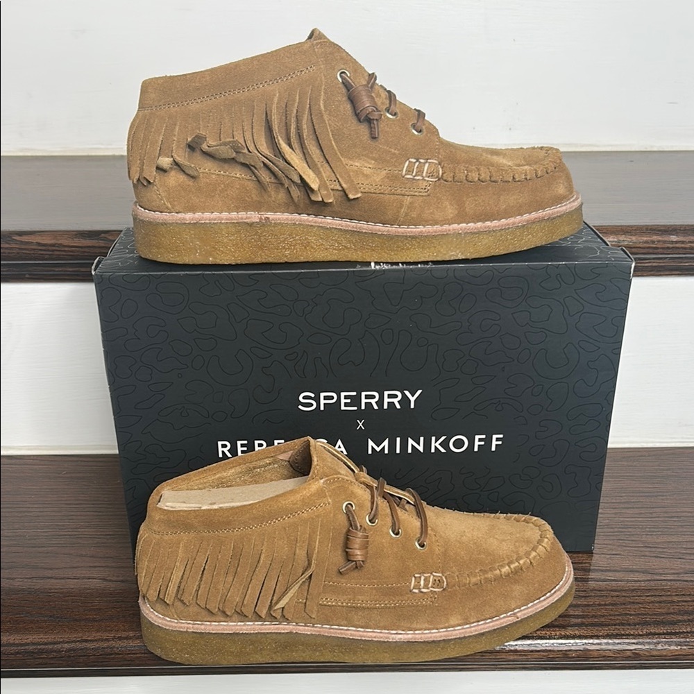 Rebecca Minkoff x Sperry Collab. Women’s Brown Fringe Chukka Suede Booties,9.5M - Picture 6 of 13